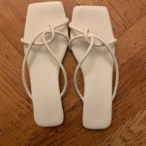 Square toe white sandals